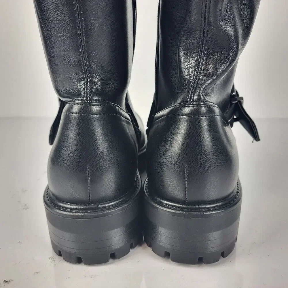 Nine West Over The Knee Buckle Faux Leather Women's Boots Black Size 8